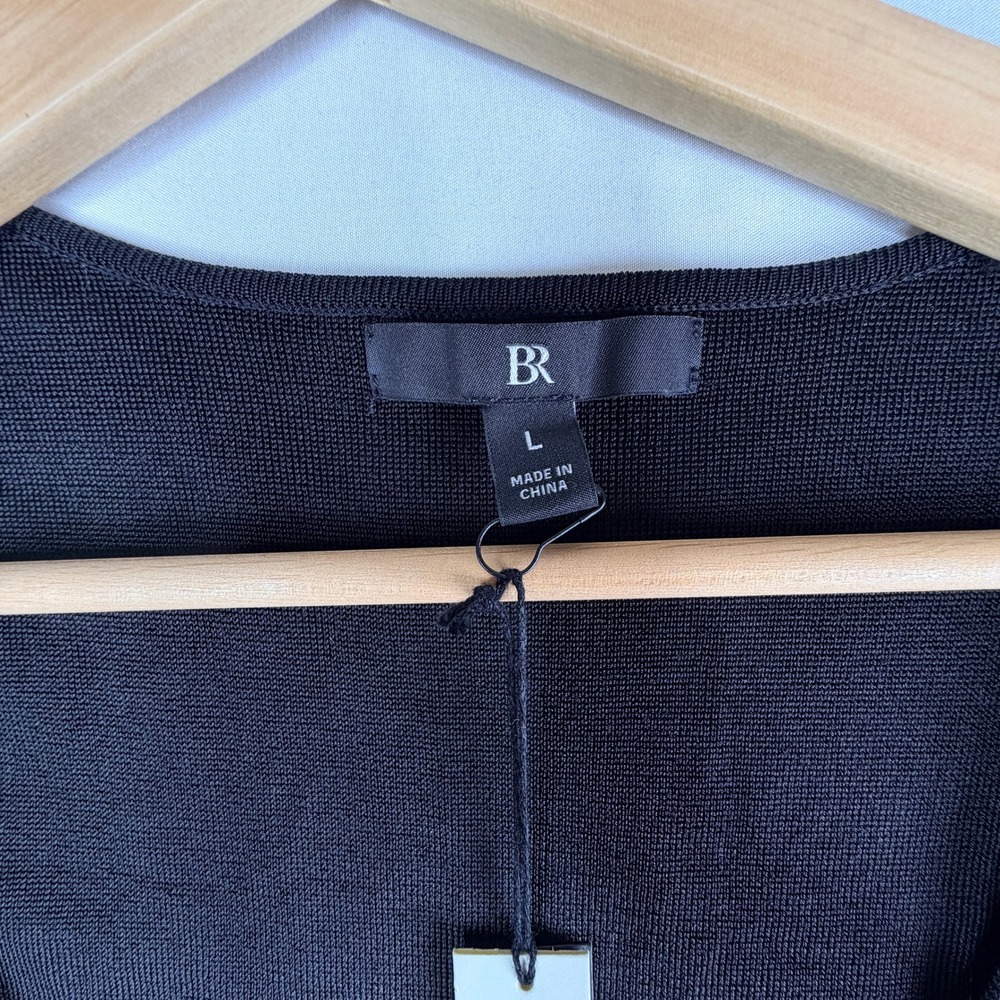 Banana Republic Womens Black Scoop Neck Short Sleeve Knit Top Size L NWT - Picture 2 of 5